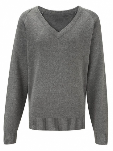 St Clare's Sixth Form Grey V-neck knitted sweater pullover