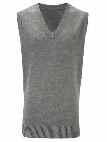 St Clare's Sixth Form Grey V-neck slipover sleeveless knitted sweater pullover 