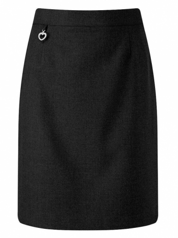 Junior school skirt with heart decoration on front and half elasticated waist