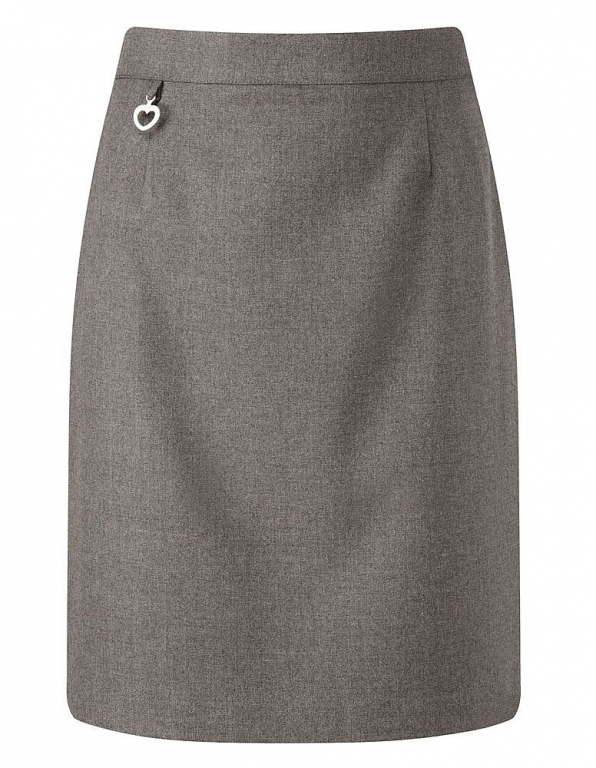 Junior school skirt with heart decoration on front and half elasticated waist