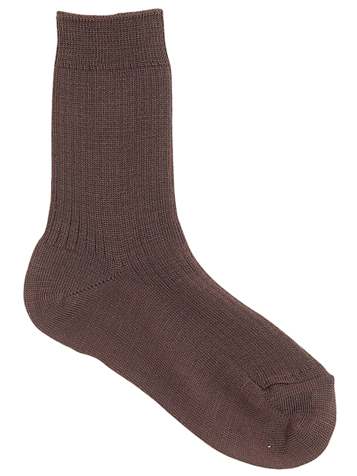 Ribbed short school ankle socks in acrylic mix available in brown, grey, black