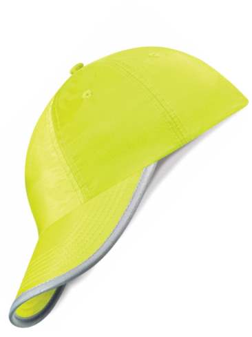 School senior high visibility baseball cap with reflective hi viz tape 