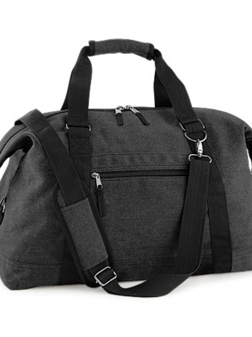 Vintage canvas weekend holdall, shoulder strap, carry handles, zip top, pocket