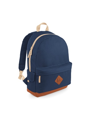 School or college retro style backpack, padded back panel, contrast colour zips