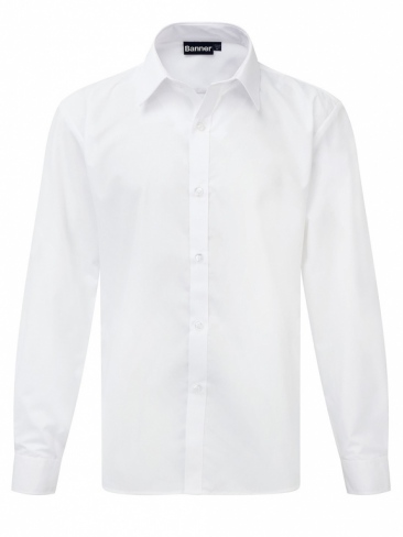 Slim Fit Boys / Mens White School Shirt Long Sleeves Twin Pack