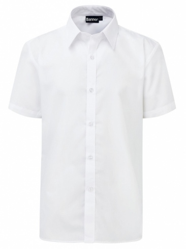 Slim Fit Boys / Mens White School Shirt Short Sleeve Twin Pack