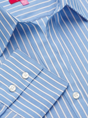 Brook Taverner ladies Perano semi fitted long sleeve blouse, cotton rich, stripe