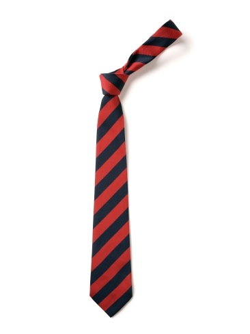 School or club tie, broad stripe, 100% polyester, navy and red