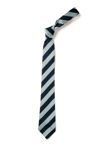 School or club tie, broad stripe, 100% polyester, navy and sky