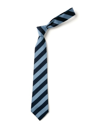 School or club tie, broad stripe, 100% polyester, navy and saxe