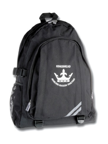 School classic backpack rucksack, front organiser zipped, mesh side pockets