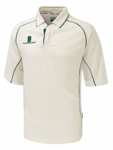 Surridge premier cricket shirt 3/4 sleeve with contrast piping and mesh panels