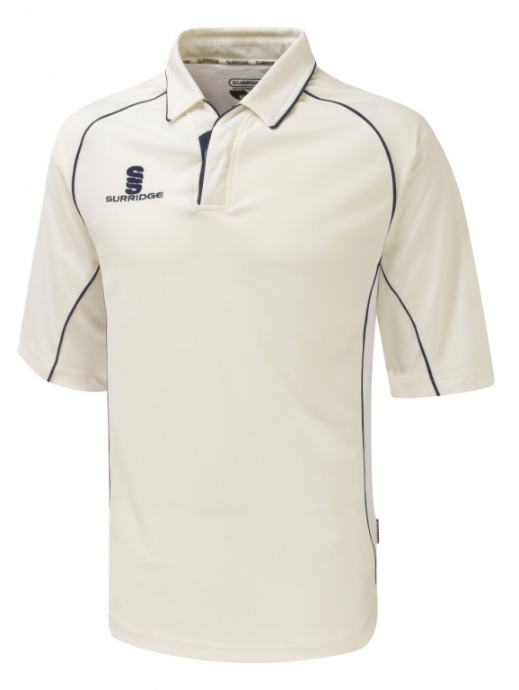 Surridge premier cricket shirt 3/4 sleeve with contrast piping and mesh panels