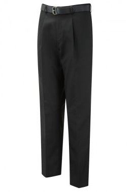 Senior boys school trousers with front pleats and short, reg and long lengths