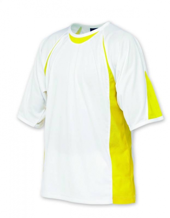 Cricket sports T-shirt 100% Polyester with contrast mesh side panel