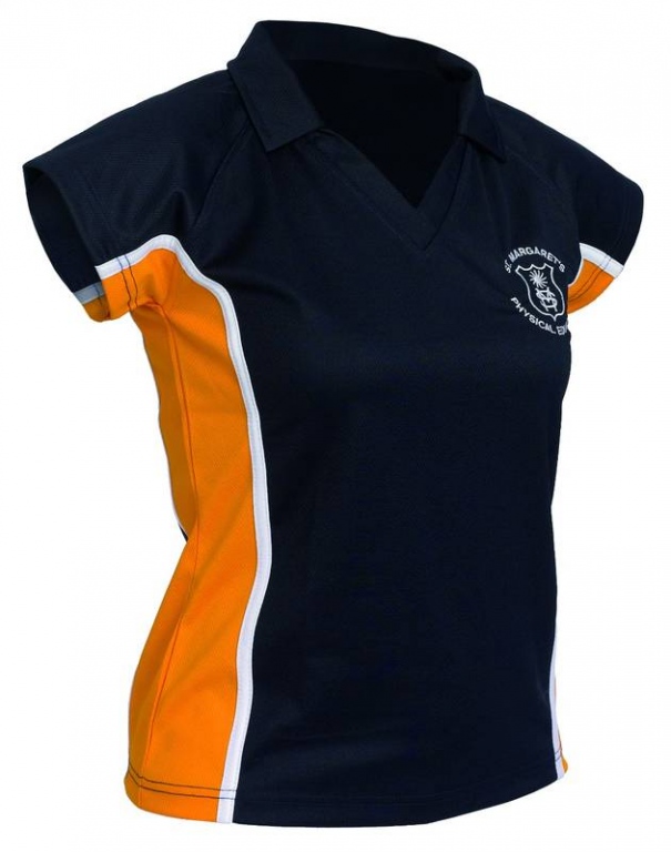 Sports Team V-Neck Fitted Shirt with Collar, Contrast Panels and Capped Sleeves