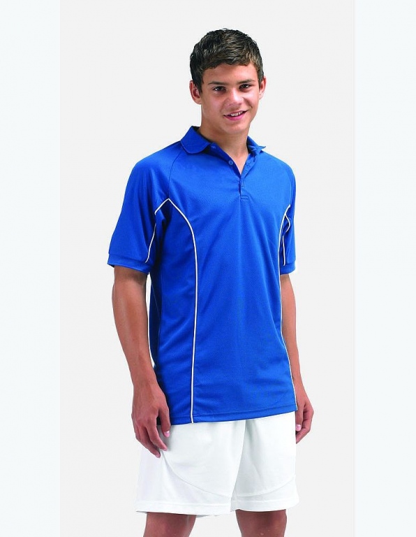 School games polo shirt 100% polyester with contrast colour piping