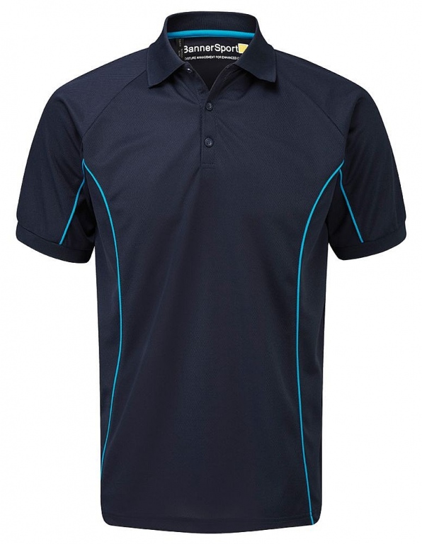 School games polo shirt 100% polyester with contrast colour piping