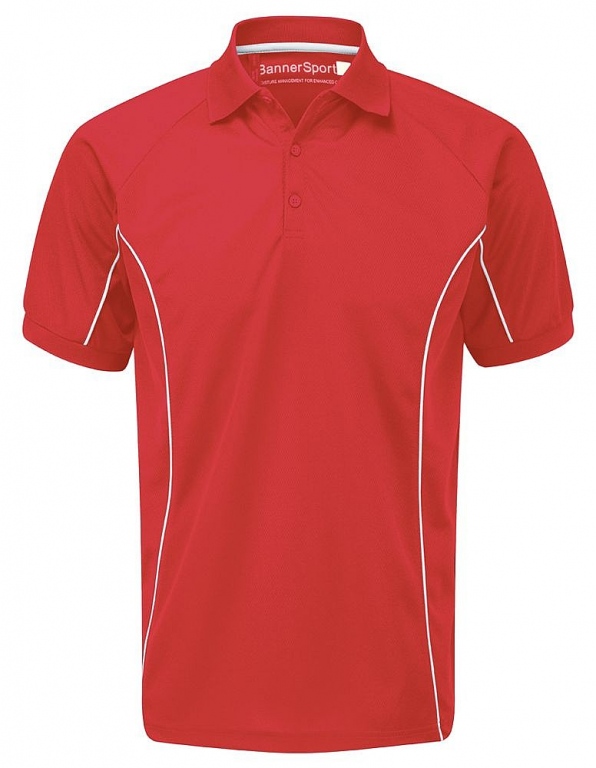 School games polo shirt 100% polyester with contrast colour piping