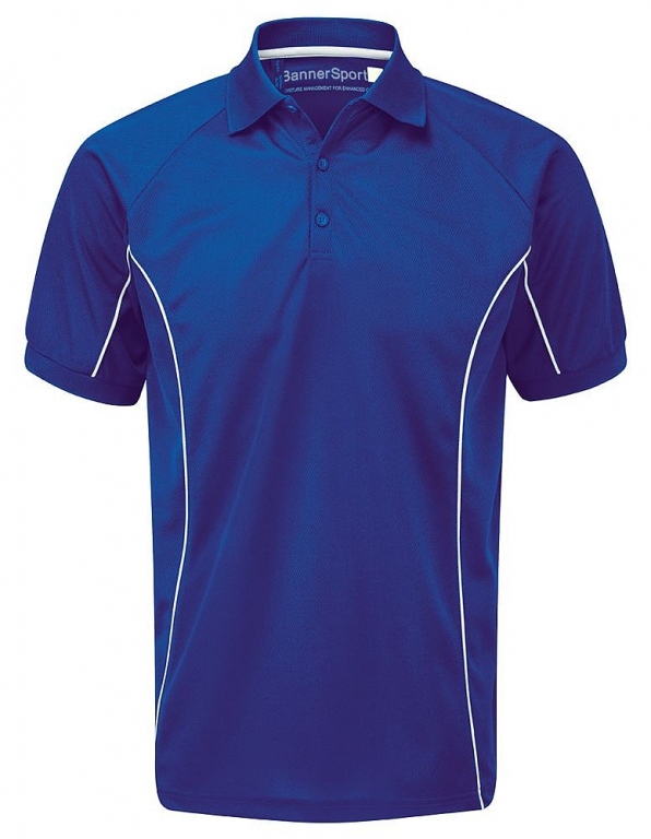 School games polo shirt 100% polyester with contrast colour piping