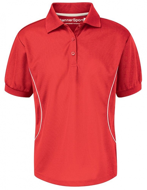 School games girls polo shirt 100% polyester with contrast colour piping