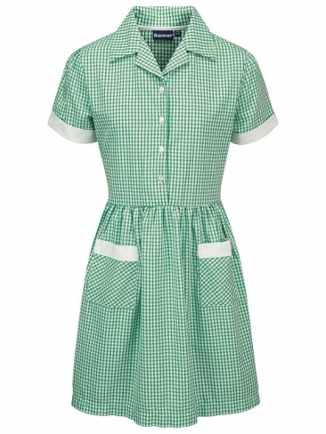 School Gingham Summer Dress Back Tie Belt