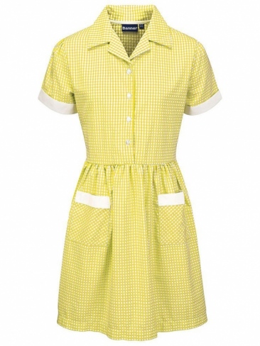 School Gingham Summer Dress Back Tie Belt