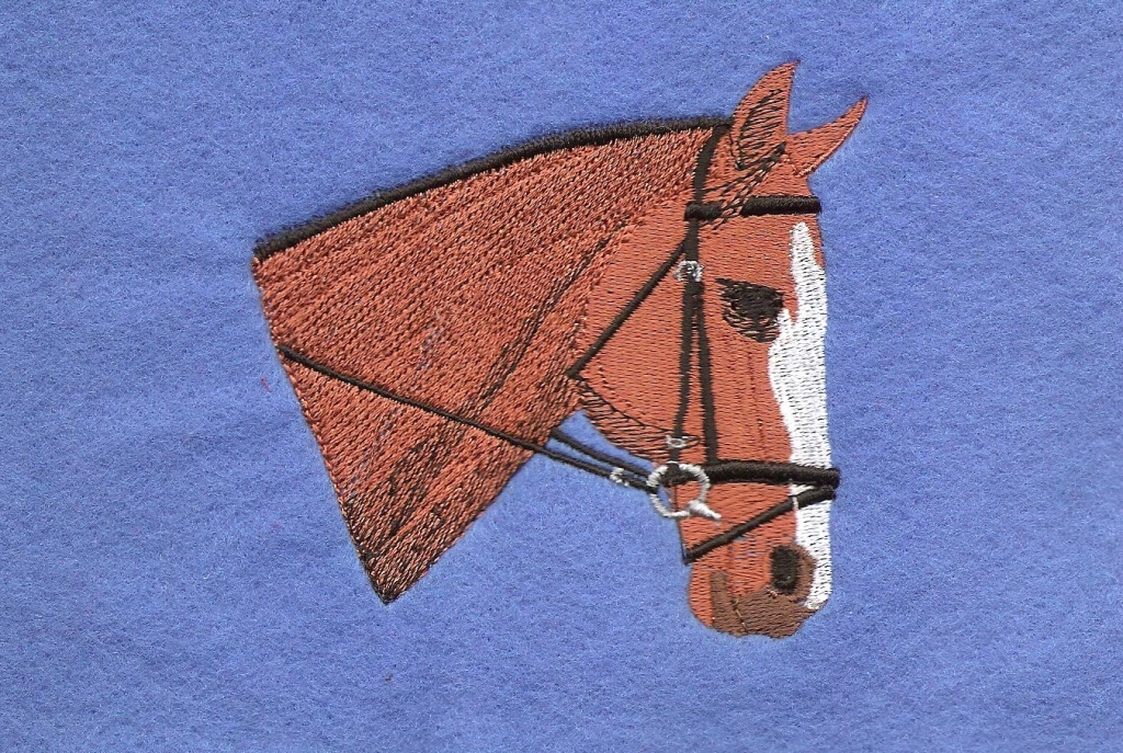 Equestrian Stock Embroidery Design of Horse Head for Bronte Jackets, Hoodie