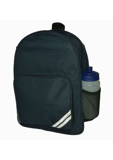 School primary backpack / rucksack bag, side bottle pocket, reflective stripes