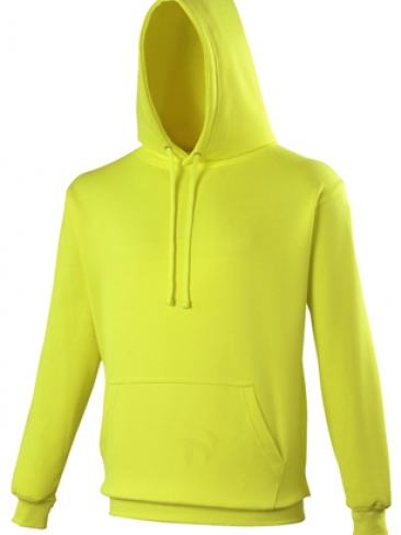 Adult sports fluorescent hoody in vibrant colours with matching drawcord 