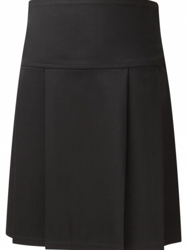Girls junior school drop waist pleated skirt, eco poly / viscose, grey