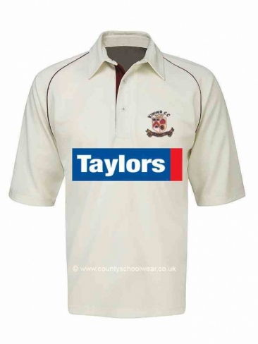 Kinver Cricket Shirt with Embroidered Club Crest and Sponsor Print