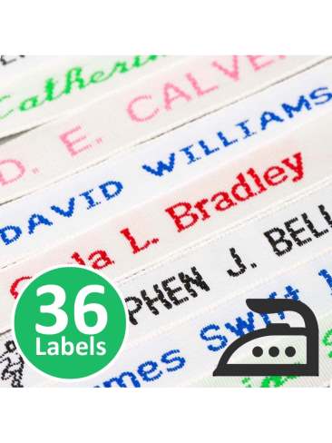 School woven iron on name tape label for securely labelling school uniform