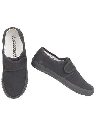 School PE black pumps plimsolls with velcro fastening for sports, games and gym
