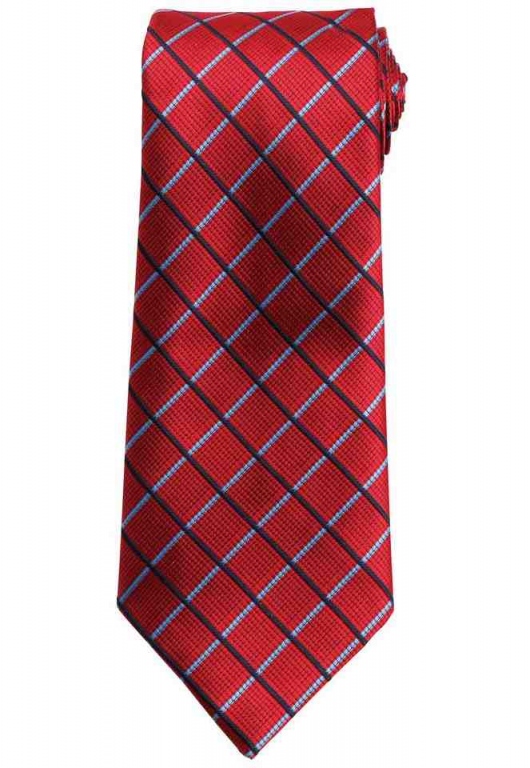 Stylish polyester check line pattern tie 57" in length and 4" blade width
