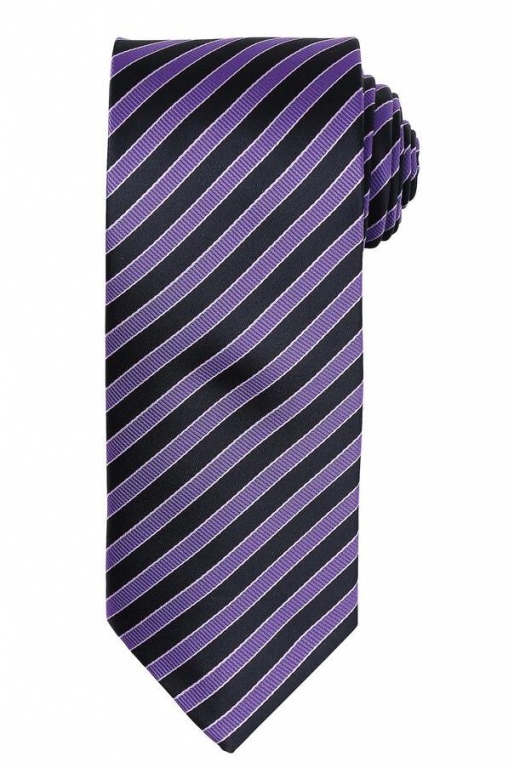 Stylish polyester stripe pattern tie 57" in length and 3" blade width