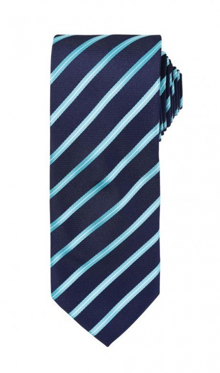 Stylish sports stripe pattern tie 57" in length and 3" blade width