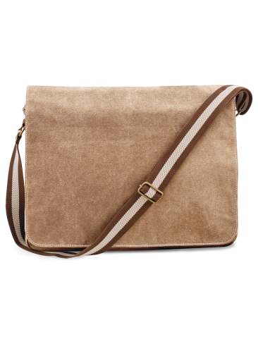 School college canvas despatch bag, adjustable shoulder strap & zipped interior