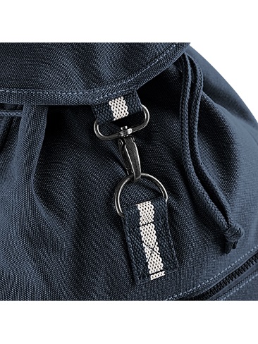 School Canvas Rucksack, shoulder strap, drawcord, zip pockets, washed canvas