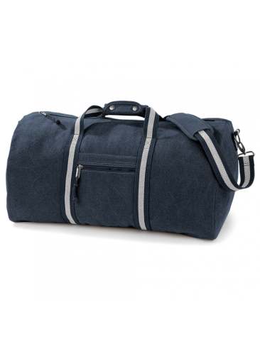 School Canvas Holdall, shoulder strap, zip pockets, washed canvas
