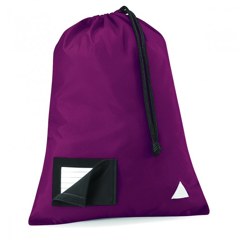 School Sports Shoe Pump Bag with reflective triangles and name card