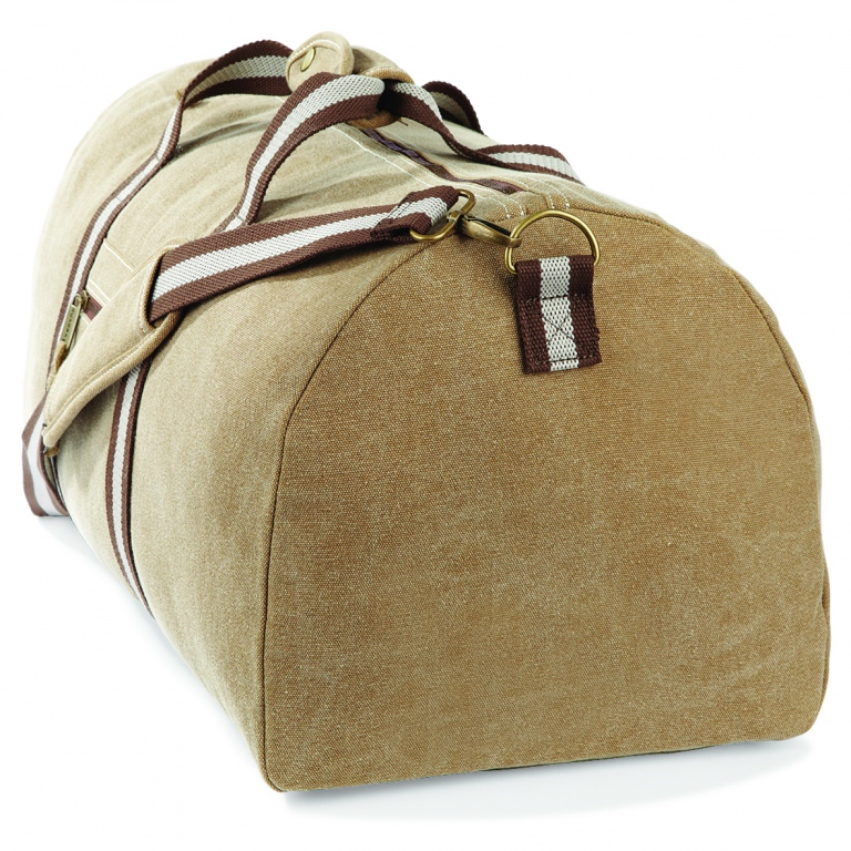 School Canvas Holdall, shoulder strap, zip pockets, washed canvas