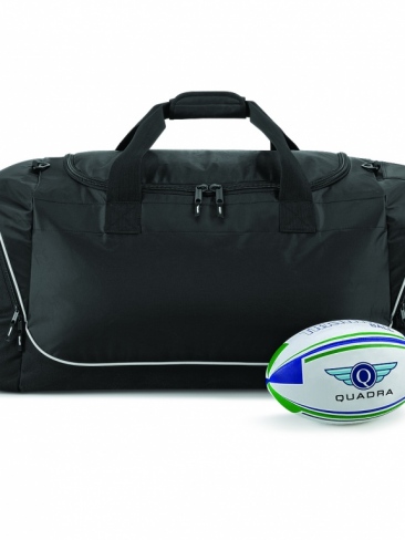 Rugby sport teamwear holdall kit bag, 110 litres, web hand / shoulder handles