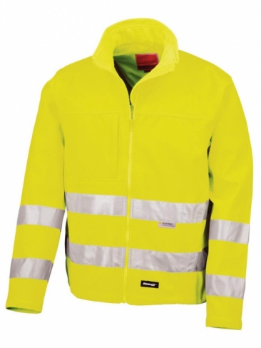 Soft shell hi viz waterproof work jacket, windproof, breathable, reflective tape