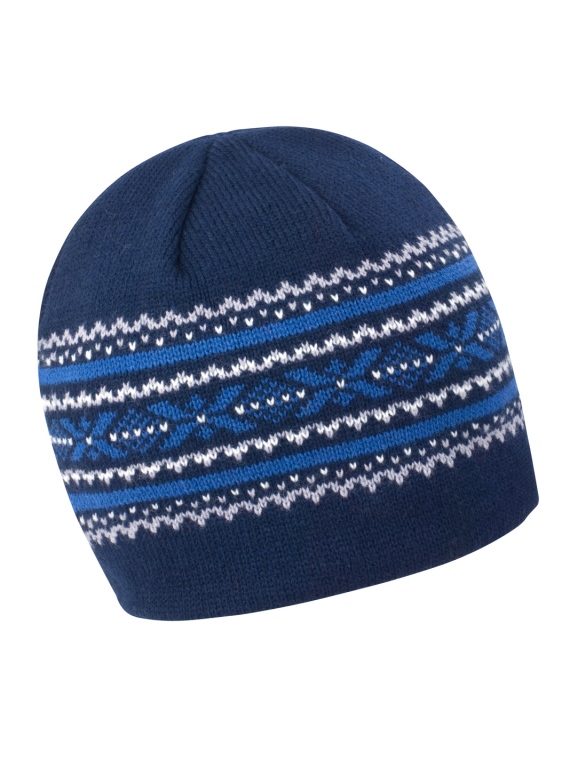 School wear knitted Aspen hat, Fair Isle pattern, 100% acrylic double knit hat