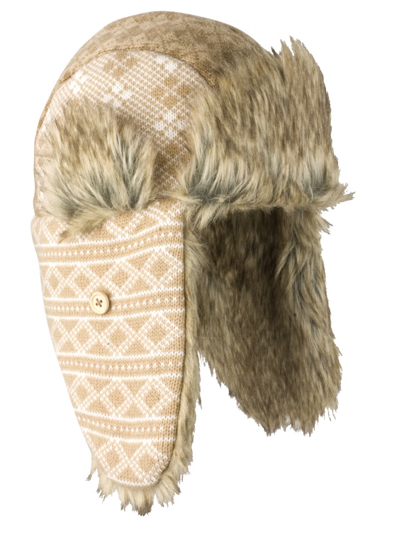 School wear sherpa hat, micro fleece lining, densely knitted outer faux fur trim