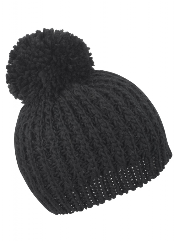 School wear chunky knit hat with huge self coloured pom pom, warm soft acrylic