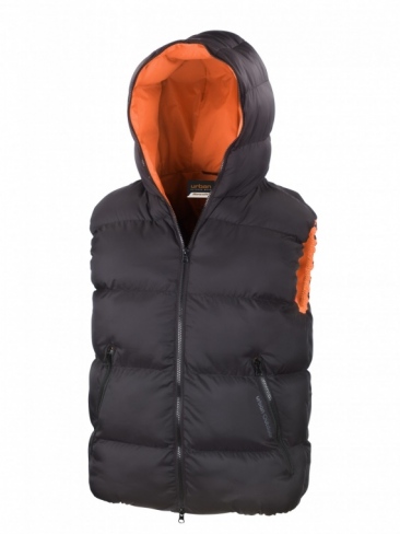 Down feel gilet bodywarmer, water repellant, windproof and insulating with hood 