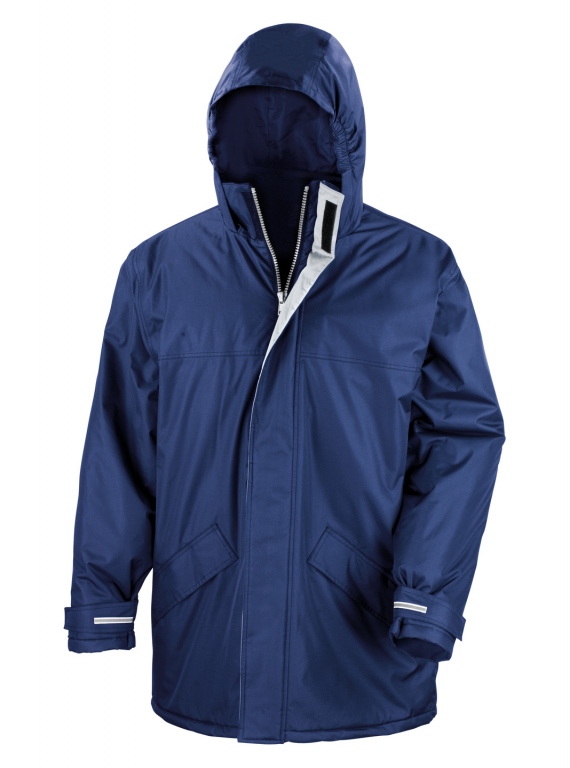 Waterproof windproof padded parka jacket, long fit, front pockets, quick drying