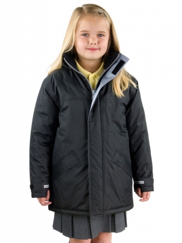 Eco school wear uniform waterproof padded coat parka jacket long fit, quick dry